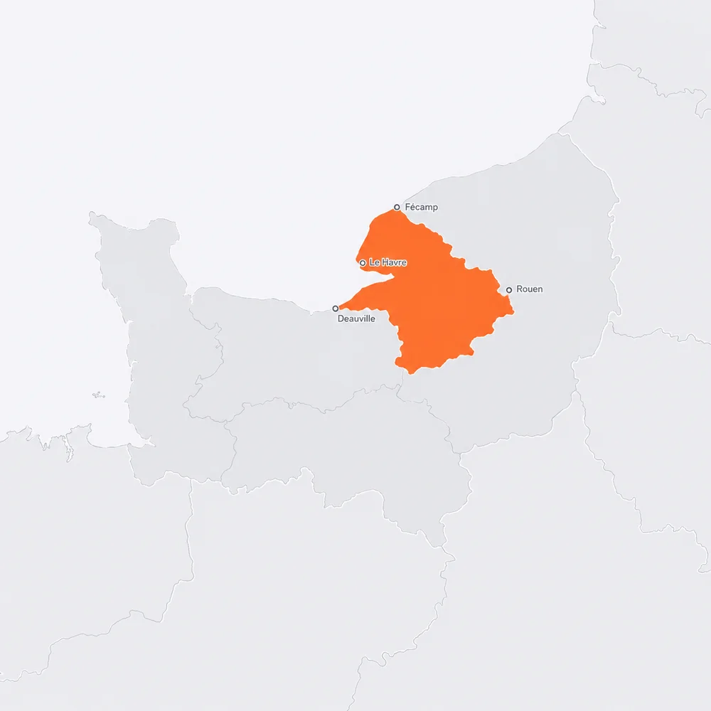 Zone d'intervention de DHAF Énergie : Seine-Maritime (76) et Calvados (14) en Normandie